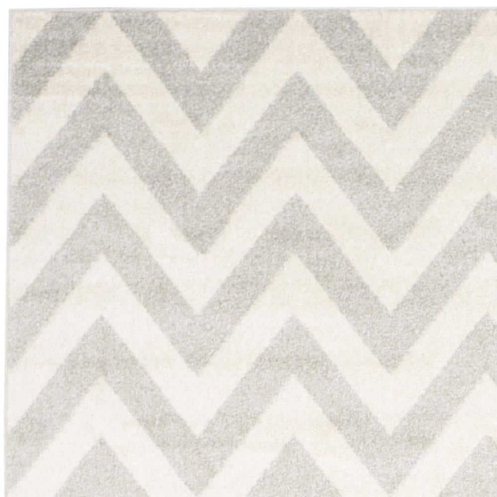 Light Grey and Beige Geometric Indoor-Outdoor Area Rug