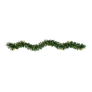 9 ft. Battery Operated Pre-lit Artificial Christmas Pine Garland with 50 Warm White LED Lights