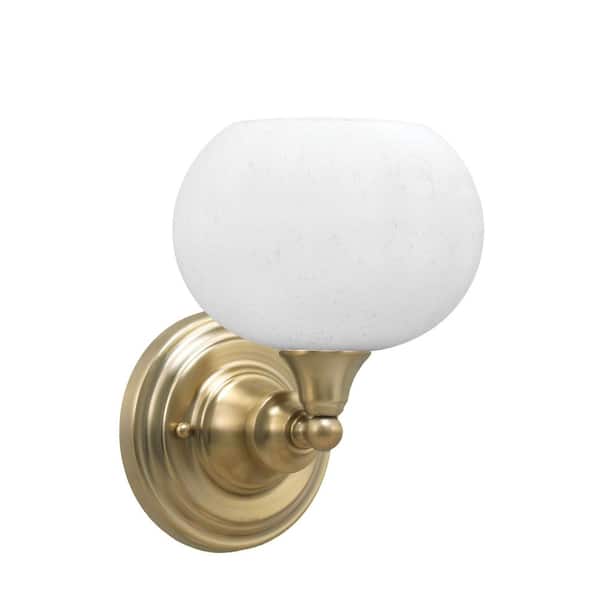 Unbranded Fulton 1 Light New Age Brass Wall Sconce 7 in. White Muslin Glass