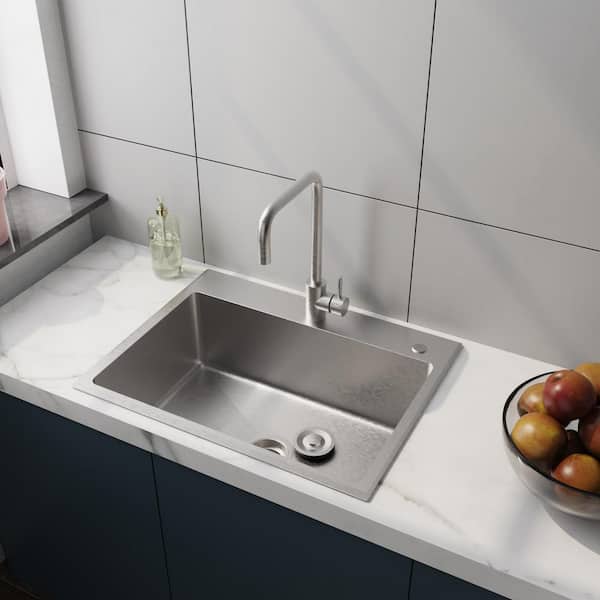 Amucolo 24 in. Stainless Steel Drop-in Laundry Utility Sink with Faucet