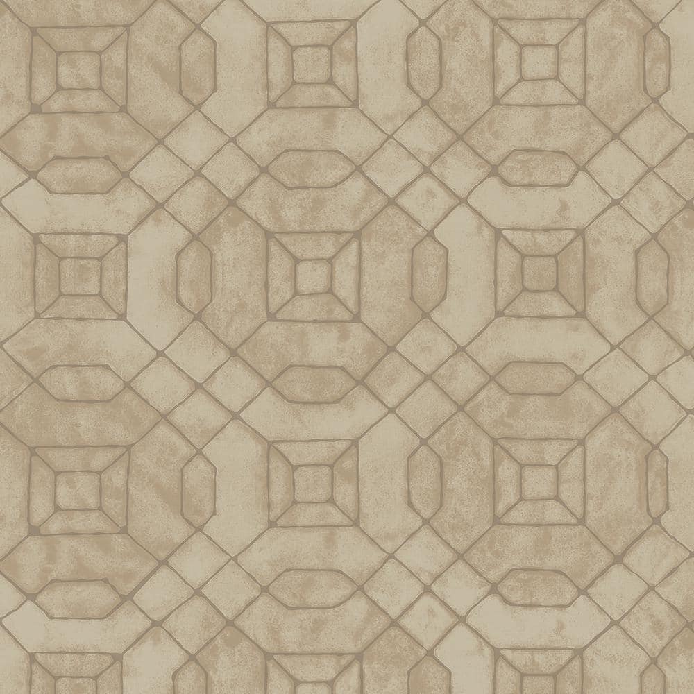 Metallic FX Taupe and Gold Geometric Non-Woven Paper Wallpaper
