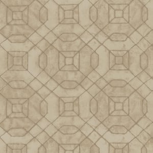 Metallic FX Taupe and Gold Geometric Non-Woven Paper Wallpaper