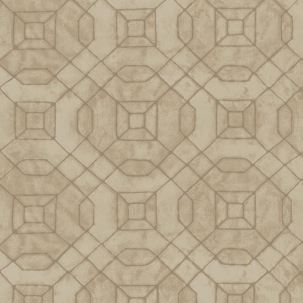 Unbranded Metallic FX Taupe and Gold Geometric Non-Woven Paper Wallpaper Sample
