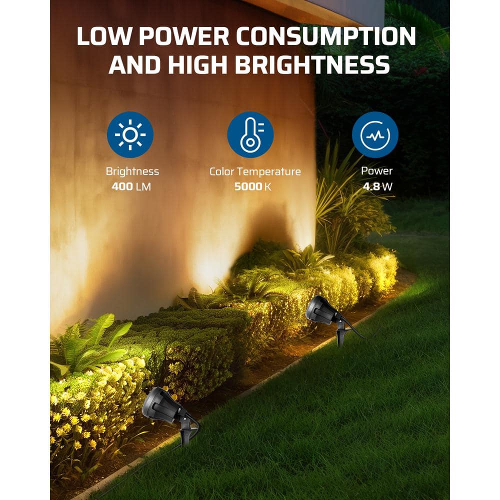 DEWENWILS 120V LED Black Outdoor Spotlight with Color Lenses