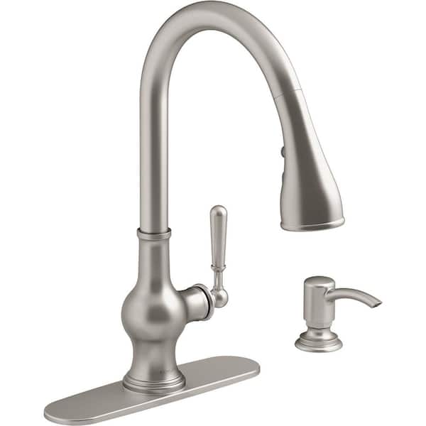 KOHLER Capilano Single-Handle Pull-Down Sprayer Kitchen Faucet with Boost Technology in Vibrant Stainless