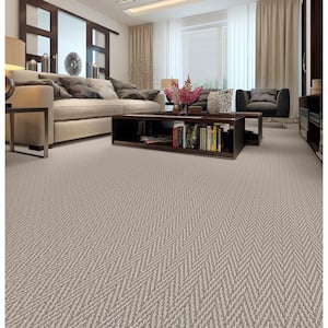 Camille  Color Almond Beige - 34 oz. Nylon Pattern Installed Carpet