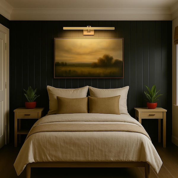 Hazel Vintage Brass 3 ft. Integrated LED Picture Light with Acrylic Lens