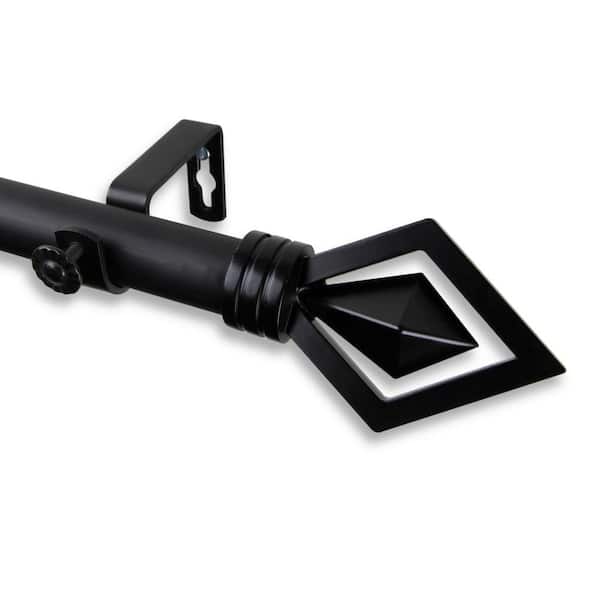 Rod Desyne Lenore 160 in. - 240 in. Adjustable 1 in. Dia Single Curtain Rod in Black