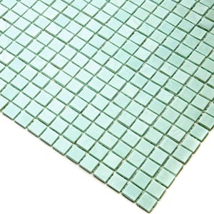 Skosh Glossy Light Blue-Green 11.6 in. x 11.6 in. Glass Mosaic Wall and Floor Tile (18.69 sq. ft./case) (20-pack)