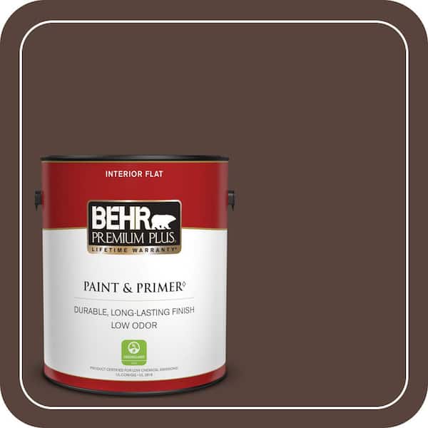 BEHR PREMIUM PLUS 1 gal. #BXC-78 Cordovan Leather Flat Low Odor Interior Paint & Primer