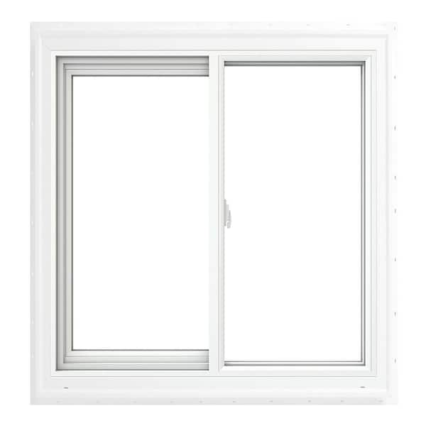 V-2500 Series 47.5 in. W x 35.5 in. H Left-Handed White Vinyl Low-E Sliding Window w/ Brickmould Nail Fin Frame