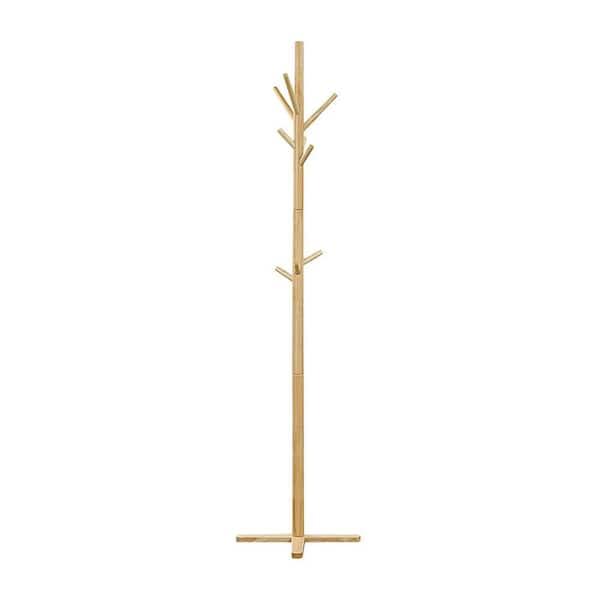 Lazzara Blasey 70 in. Solid Wood Coat Rack in Natural Finish