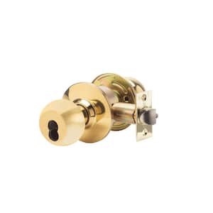 SVB Series Standard Duty Bright Brass Grade 2 Commercial Entry Door Knob with IC Core
