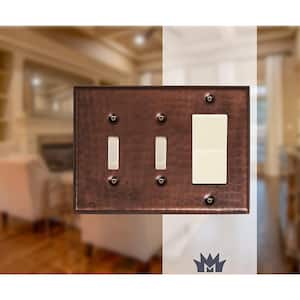 Pure Copper Hand Hammered 2 Toggle/1 Rocker Wall Plate