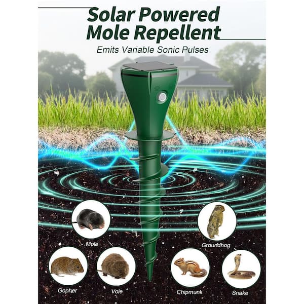 8-piece Solar-Powered Spiral Repellents, Ultrasonic Rodent Repellents, Solar-Charged, for Courtyard