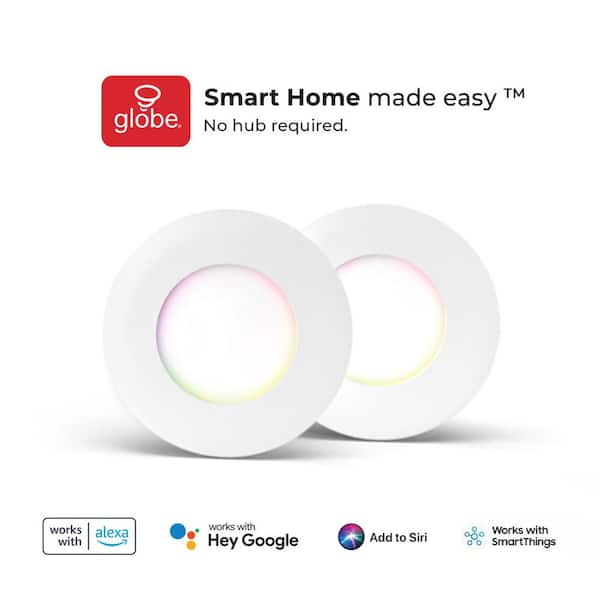 Smart Integrated LED 3 in Round RGB + Tuneable White Canless Recessed Light for Kitchen Bathroom Livingroom, White