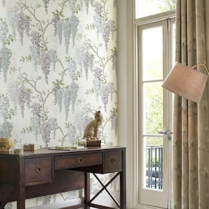 Wisteria Garden Pale Iris Unpasted Removable Strippable Wallpaper