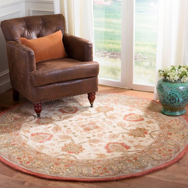 Anatolia Beige/Rust 8 ft. x 8 ft. Round Border Area Rug