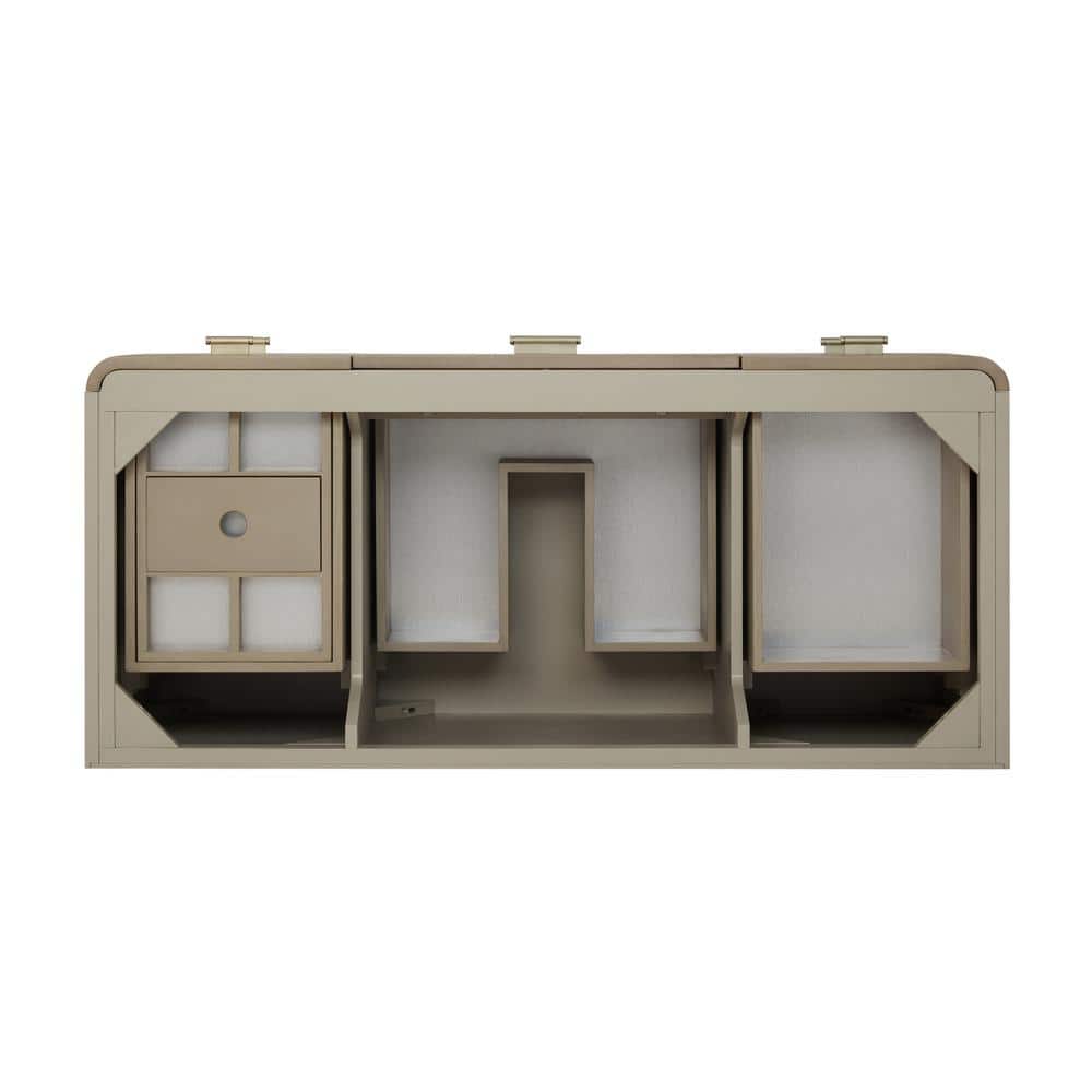 Lucian 48" Pebble Oak Single Vanity with Victorian Silver Quartz Top