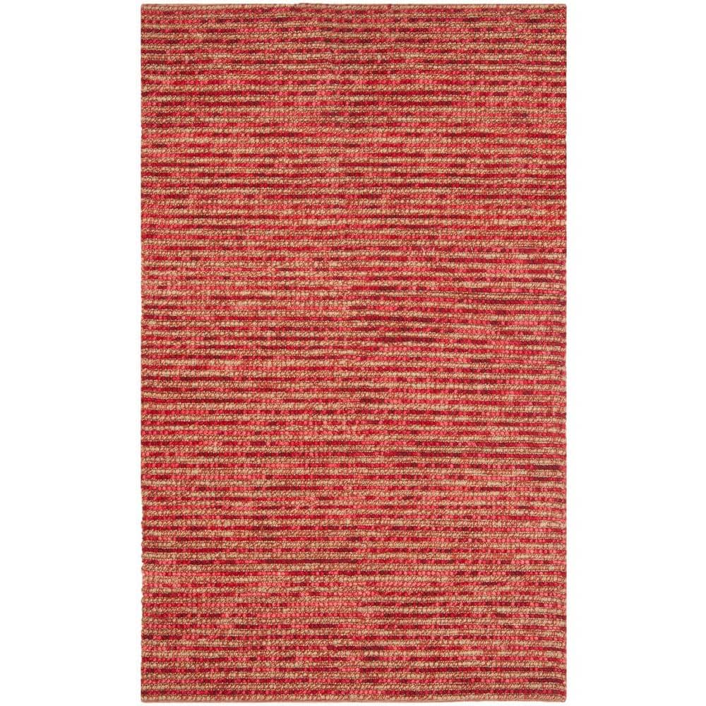 Handwoven Red and Multicolor Wool Bohemian Area Rug 3'x5'