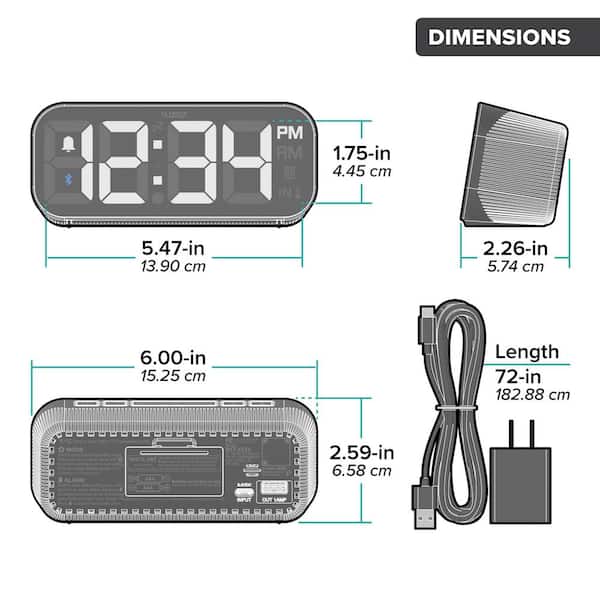 La Crosse Technology Black Insta-Set Digital LED Alarm Clock with