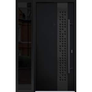 6078 48 in. x 80 in. Left-hand/Inswing Sidelight Black Enamel Steel Prehung Front Door with Hardware