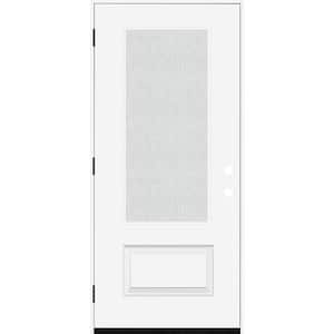Legacy 36 in. x 80 in. 3/4-Lite Rain Glass RHOS Primed White Finish Fiberglass Prehung Front Door