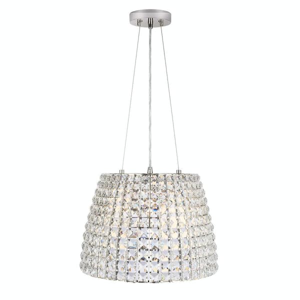 Beatrice 3-Light 16 in. Polished Nickel Crystal Pendant