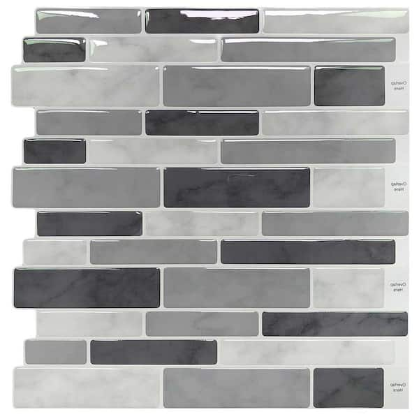 Longking 11 3 In X 11 1 In Vinyl Peel And Stick Decorative Wall Tile Backsplash 10 Pack Lka2312b0 The Home Depot