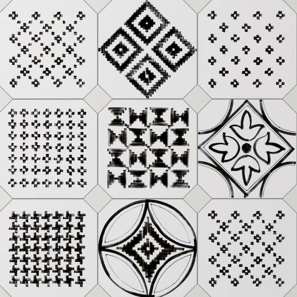 Vaudeville Octagon Deco Sombra with Taco Nacar 8 in. x 8 in. Porcelain Floor and Wall Tile (11.25 sq. ft. /Case)