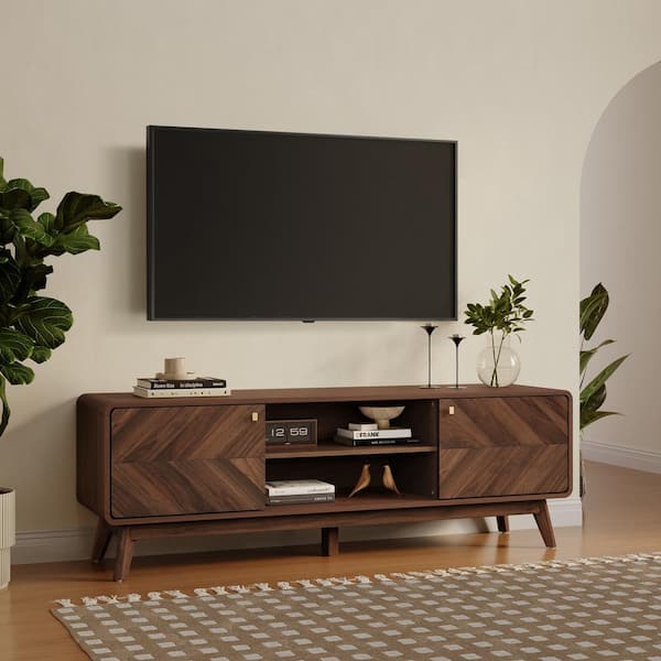Brown Columbia Engineered Wood Credenza TV Stand Fits up to 70 in. with Storage