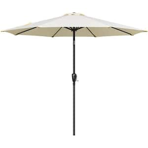 9 ft. Metal Market Umbrella in Beige with Push Button Tilt and 8 Sturdy Ribs