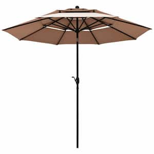 10 ft. Aluminum Market Outdoor Tilt Patio Umbrella with Double Air Vent in Beige