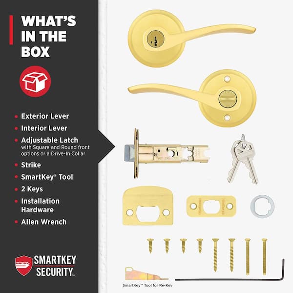 Kwikset Sedona Satin Brass Single Cylinder Entry Door Wave Handle