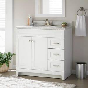 Thornbriar 36 in. W x 22 in. D x 34 in. H Right Side Drawers Vanity Cabinet without Top in Polar White