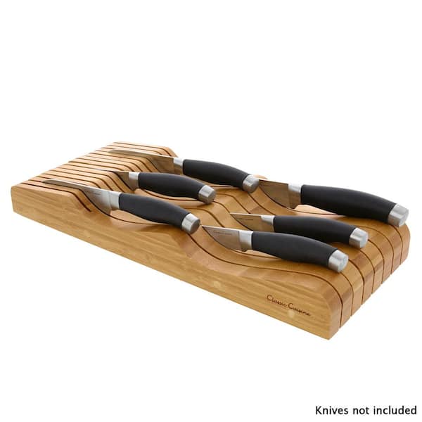 Art and Cook Ash Wood Magnetic 6 Piece Knife Block Set