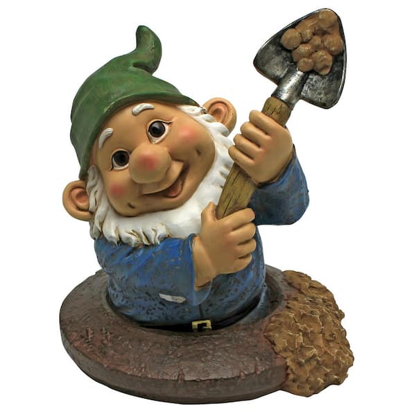 Design Toscano 10 in. H Shoveling Sam the Garden Gnome Statue