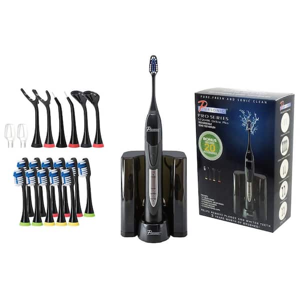 PURSONIC Rechargeable Electric Toothbrush in Black with Bonus Value Pack