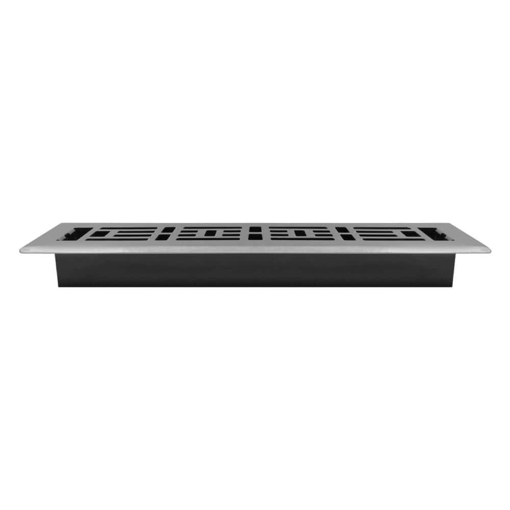 Brushed Nickel 2" x 12" Oriental Design Floor Register