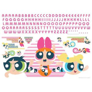 Pink and Yellow Powerpuff Girls Giant Peel and Stick Alphabet Personalization Wall Decals