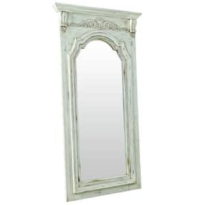 Reba 116 in. W x 223 in. H Rectangle Wood Antique White Leaning Mirror