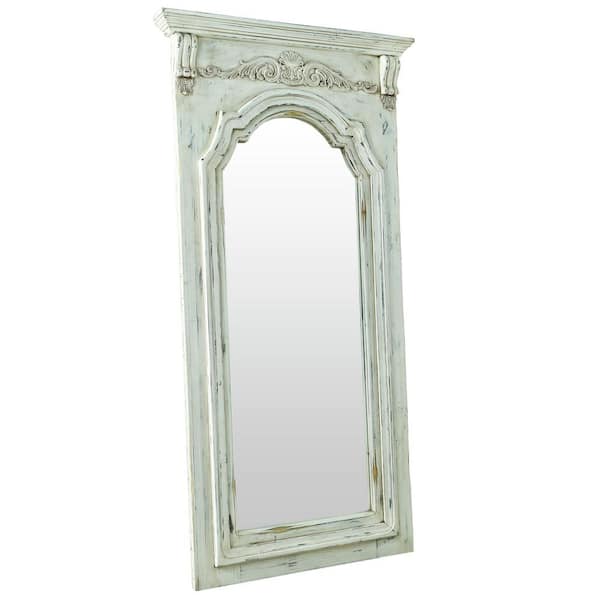 Picket House Furnishings Reba 116 in. W x 223 in. H Rectangle Wood Antique White Leaning Mirror