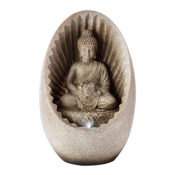 11 in. Tall Indoor/Outdoor Buddha Tabletop Water Fountain with LED Lights