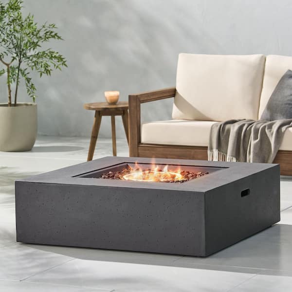 Outdoor 40 in. Black Square MGO 50000Btu Patio Fire Pit Table