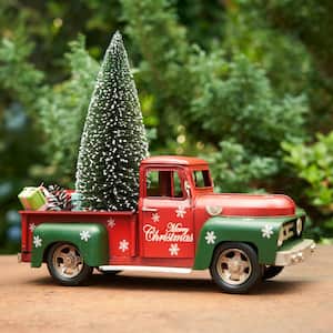 14.71 in. Long Iron Truck with Christmas Tree