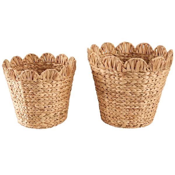 StyleWell Kids Scalloped Wicker Storage Baskets (Set of 2), Brown