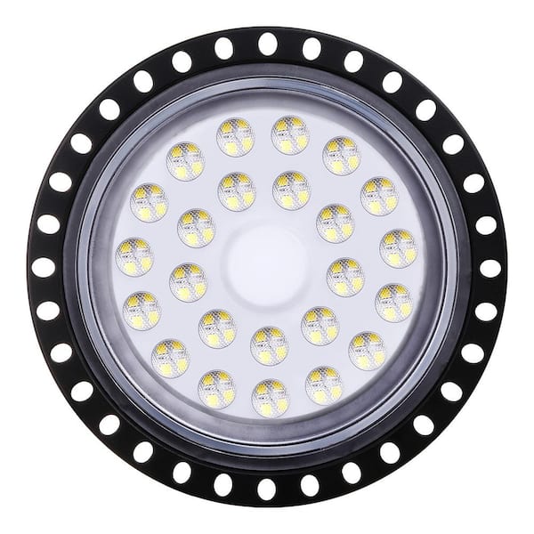 BOEKA ARCTURUS 8.22 in. 100-Watt Equivalent Integrated LED Black High Bay Light, 6500K