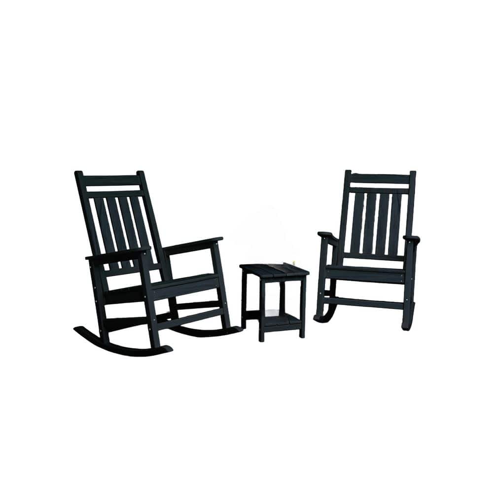Black Oversized Plastic Outdoor Rocking Chair Sets All Weather ...