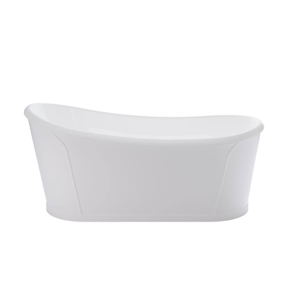 66 in. L x 30 in. W Acrylic Freestanding Single Slipper Soaking Bathtub in White, Pop-Up Drain price history on PriceWatchPro