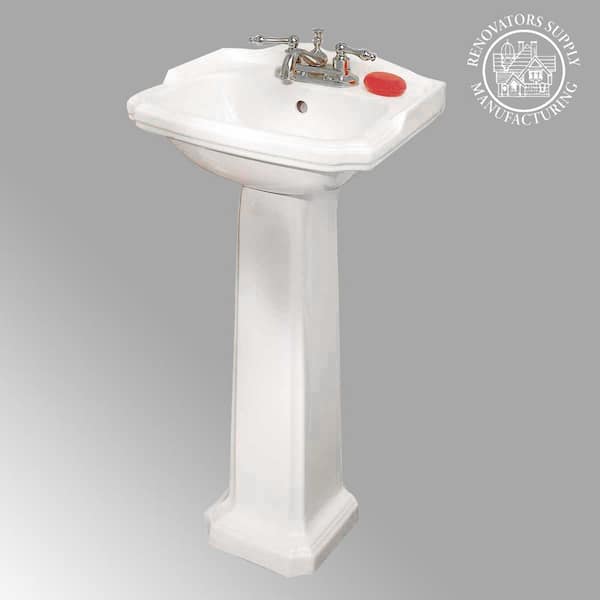 Cloakroom 19 in. Pedestal Combo Bathroom Sink in White with Overflow